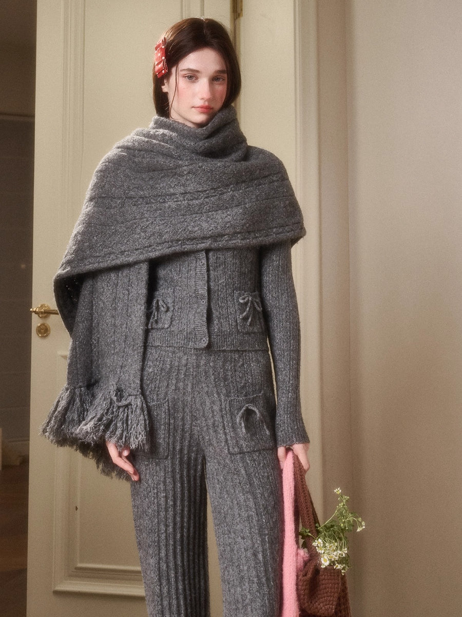 Celestial Wool Cable-Knit Shawl Scarf