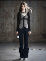 Hooded Layered Knit Top