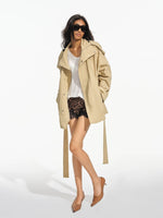 Stand Collar Belted Trench Coat