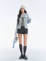 French Bow Trim Knit Cardigan