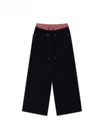 Contrast Waistband Pocket Casual Pants