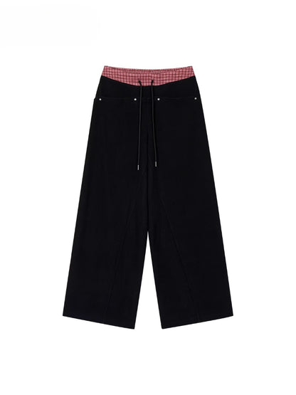 Contrast Waistband Pocket Casual Pants