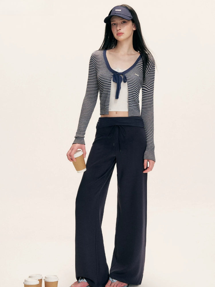 Textured Stripe V-neck Cardigan