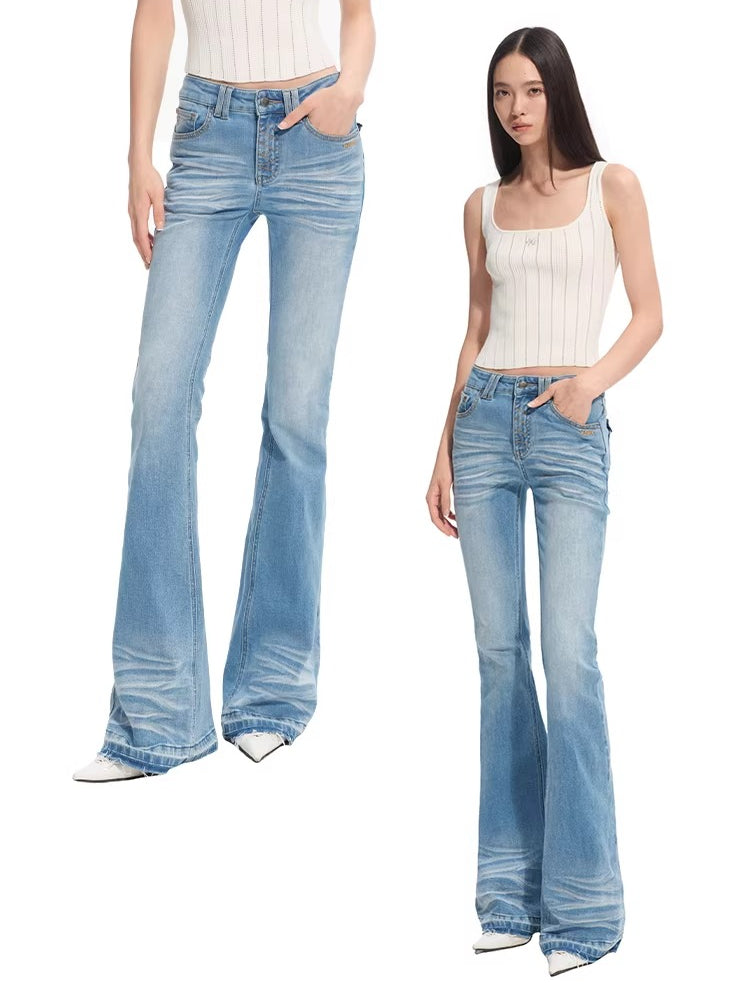 +5CM N1 Washed Skinny Bootcut Jeans