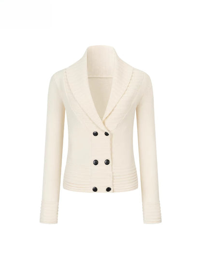 V-neck Double-breasted Knit Sweater