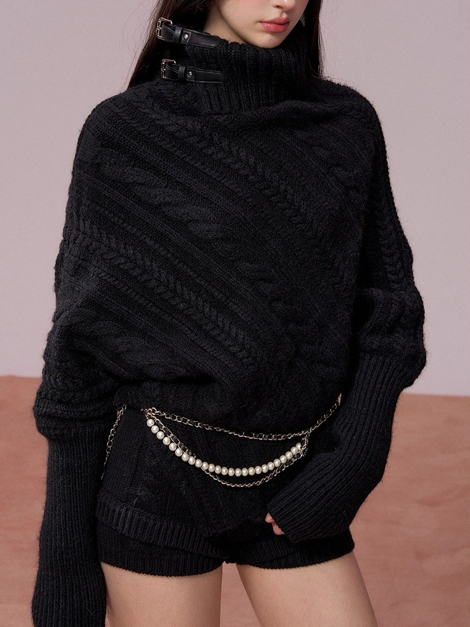 Oversized Cowl Neck Cape Sweater