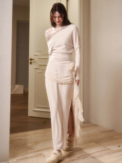 Breathe Lace Off-Shoulder Blouse &amp; Skirt Set