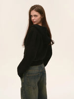 Heart Totem Knit Hooded Cropped Jacket