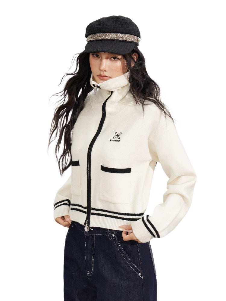 Off-white Contrast Knit Cardigan