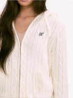 Apricot Cable Hooded Knit Cardigan