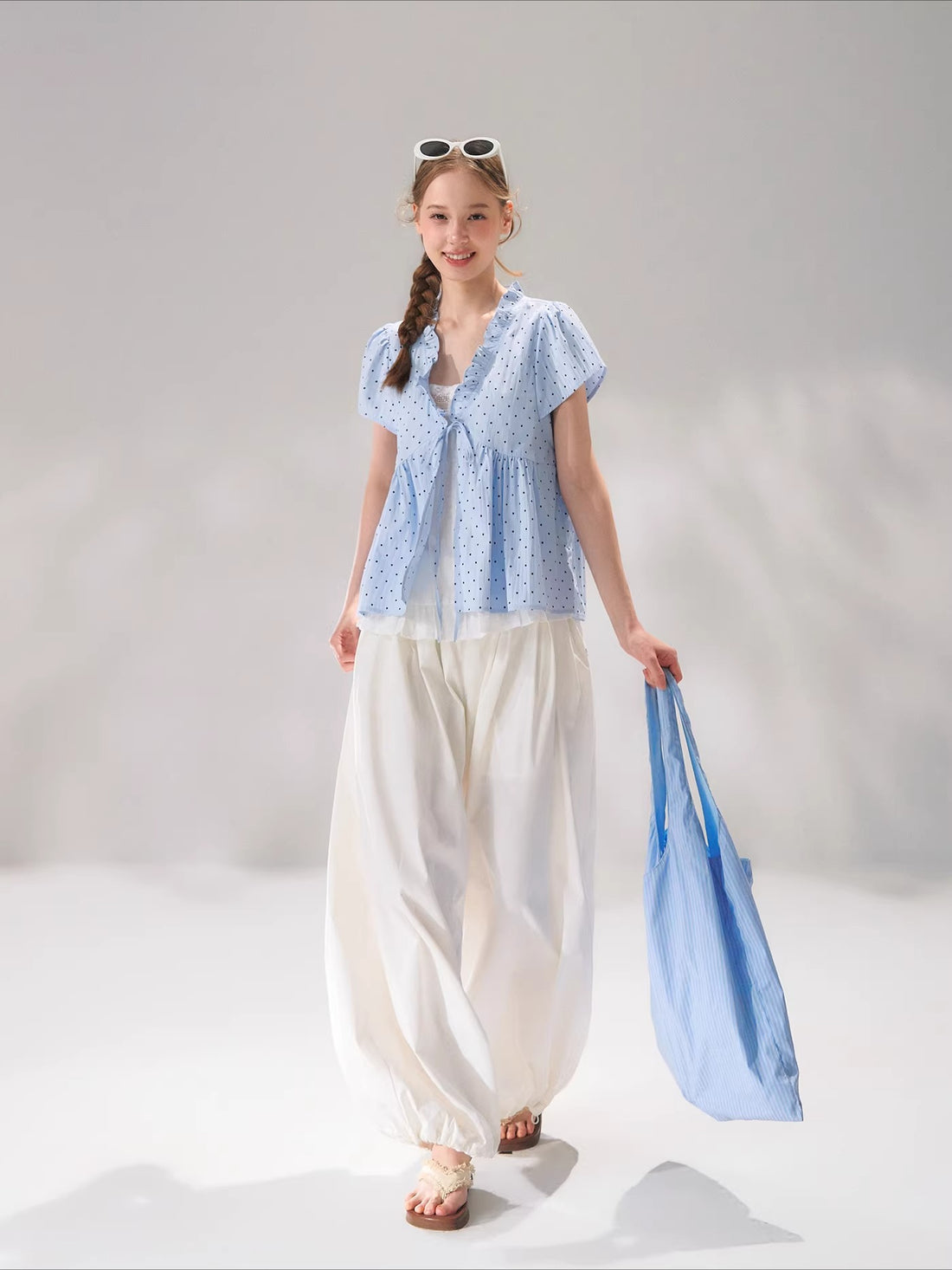 Polka Dot Ruffle Blouse