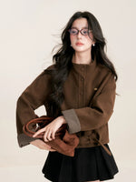Plaid Trim Belted Coat