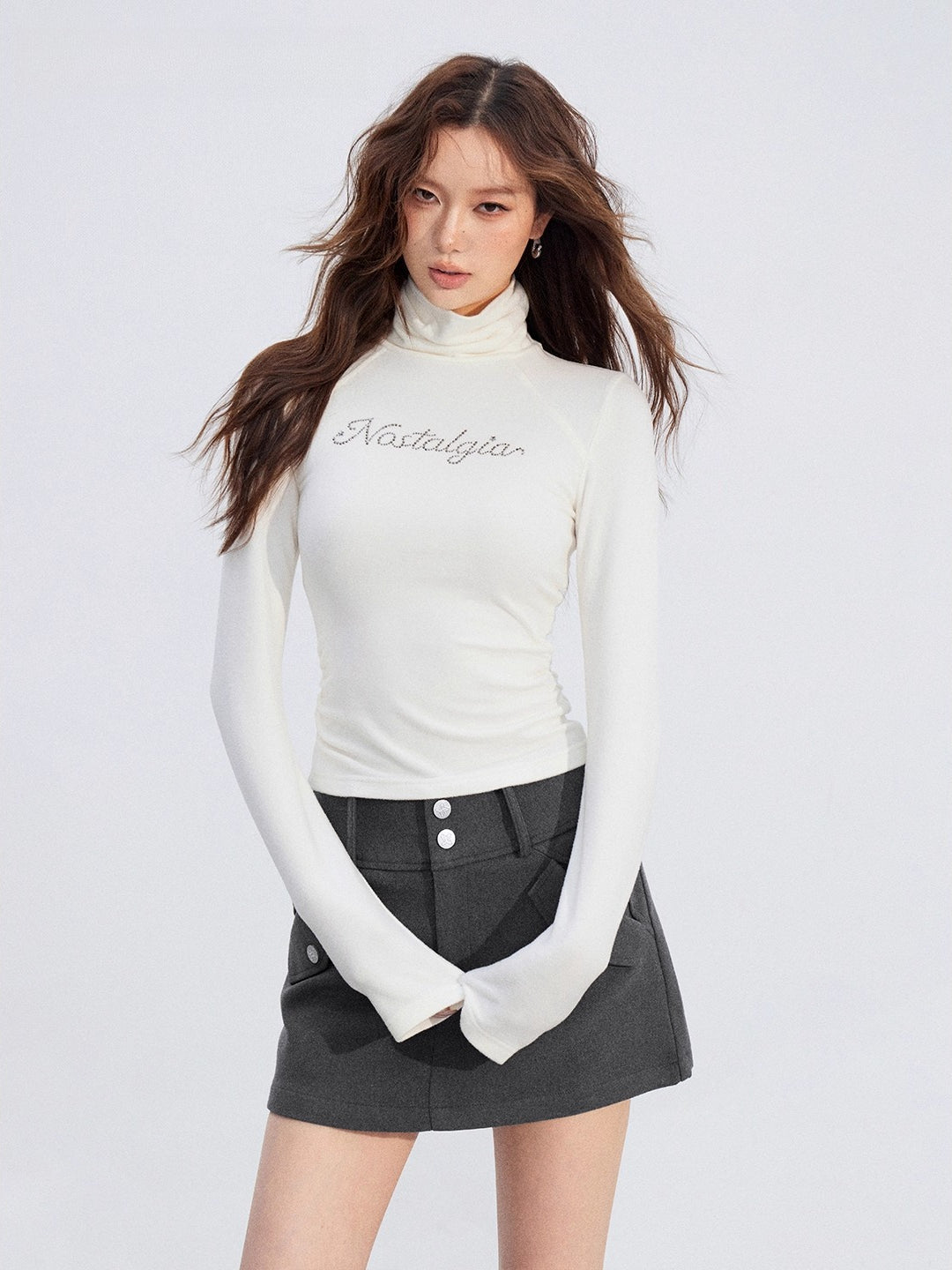 Rhinestone Fleece Knit Top