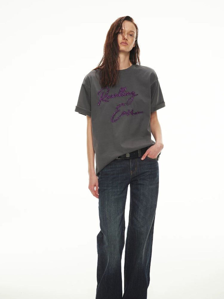 Shimmer Embroidery Oversize Tee