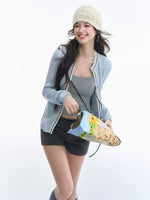 French Bow Trim Knit Cardigan