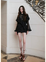 Twisted-Cord Cape Mini Dress