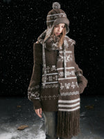 Striped Snowflake Knit Earflap Hat