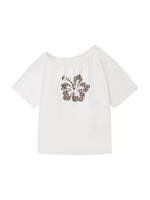 Leopard Rhinestone Shoulder Top