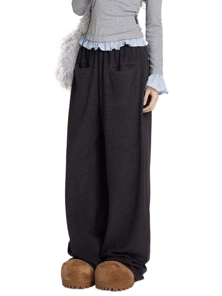 Cozy Pocket Casual Straight-Leg Trousers