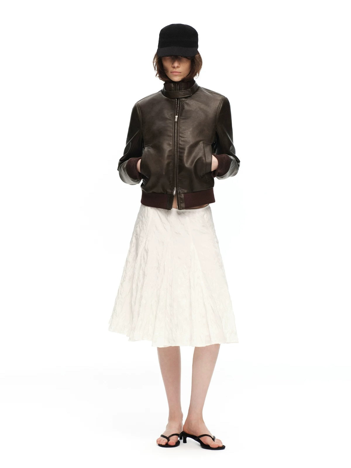 Crinkled A-Line Skirt