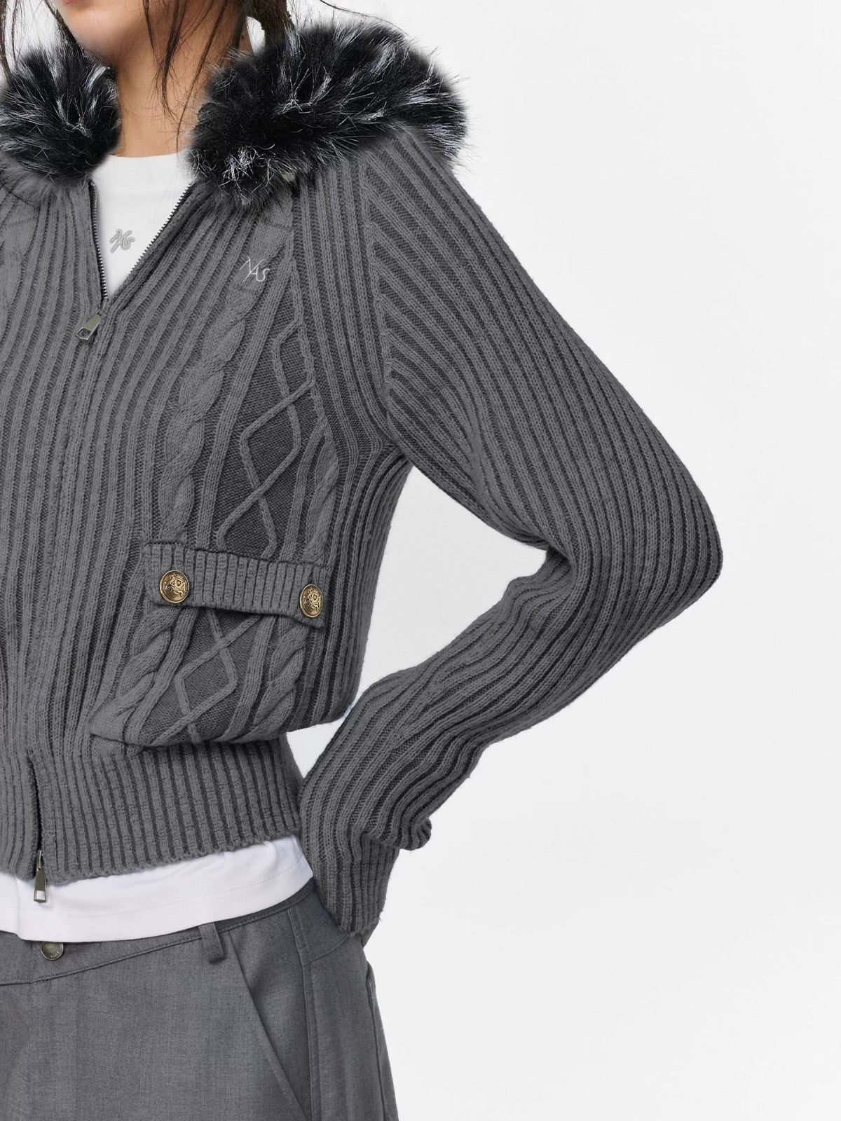 Solomon Cable Knit Hooded Cardigan