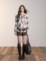 Brown Studded Faux Suede Shorts