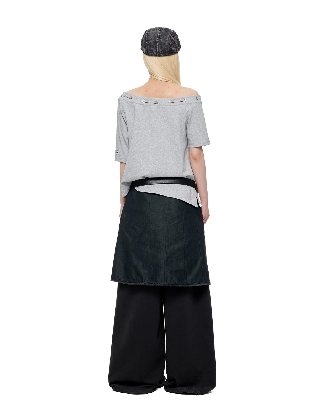 Off Shoulder Drawstring Loose T-Shirt