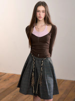 Contrast Belt Knit Top