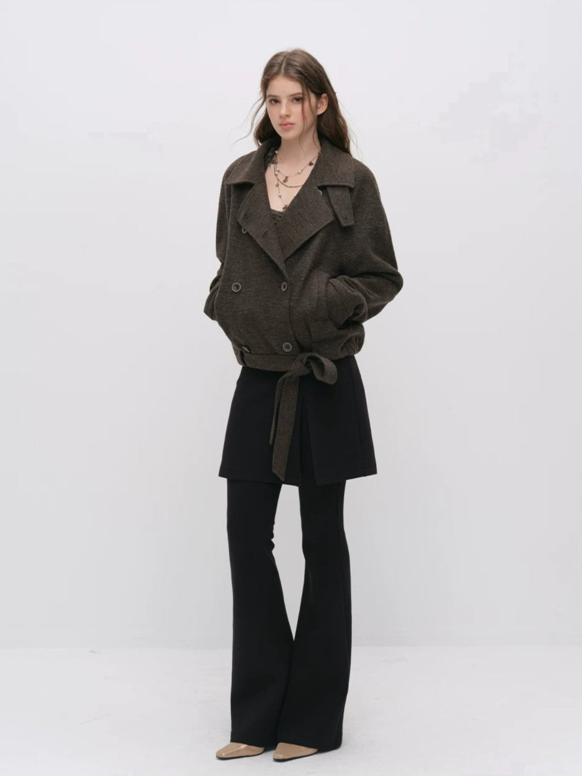 Layered Skort Flare Pants