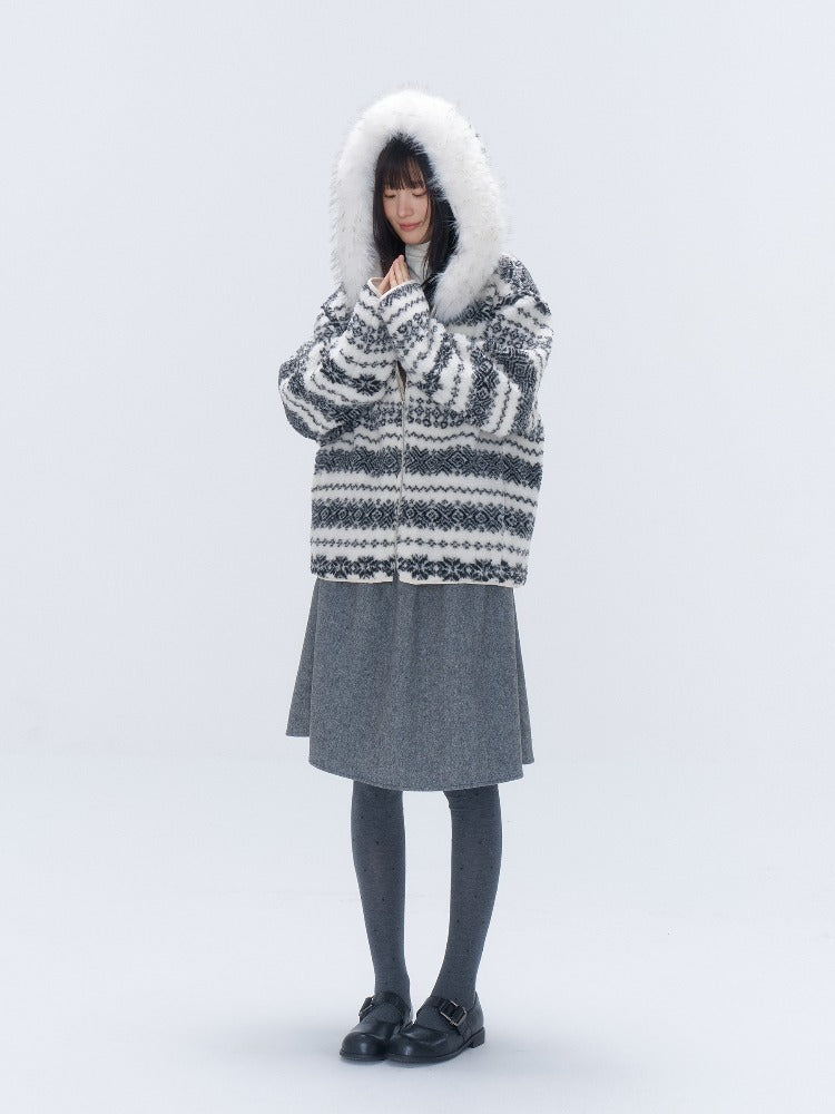 Wool Blend Pleated A-Line Skirt