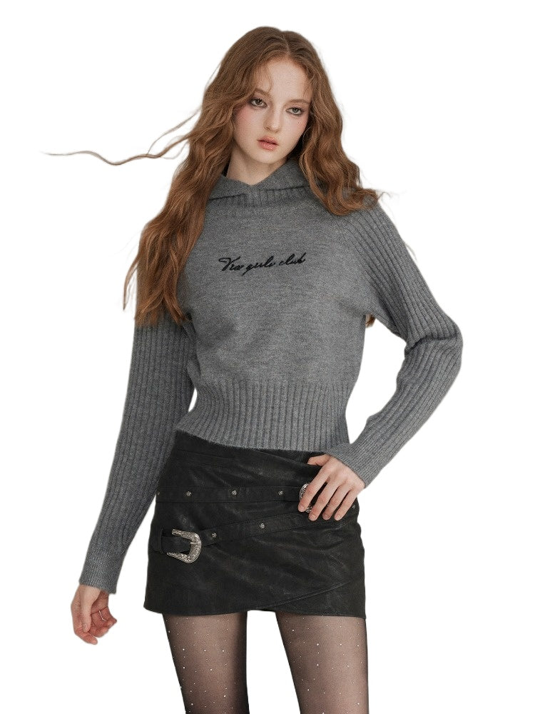 Hooded Rib-Knit Wool Pullover
