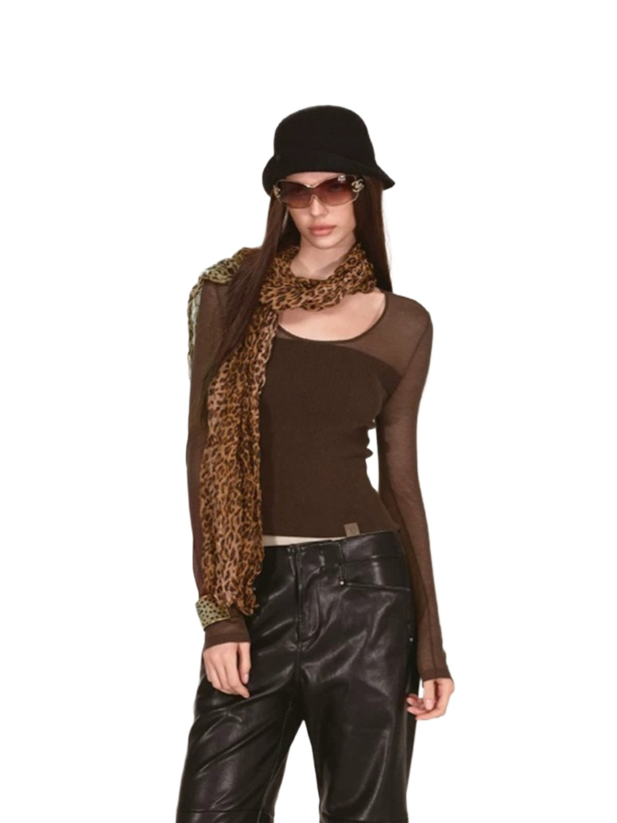 Sheer Mesh Layered Knit Top