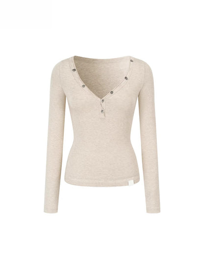 Button Detail Crewneck Top