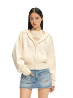 Starry Gradient Crystal Knit Cardigan