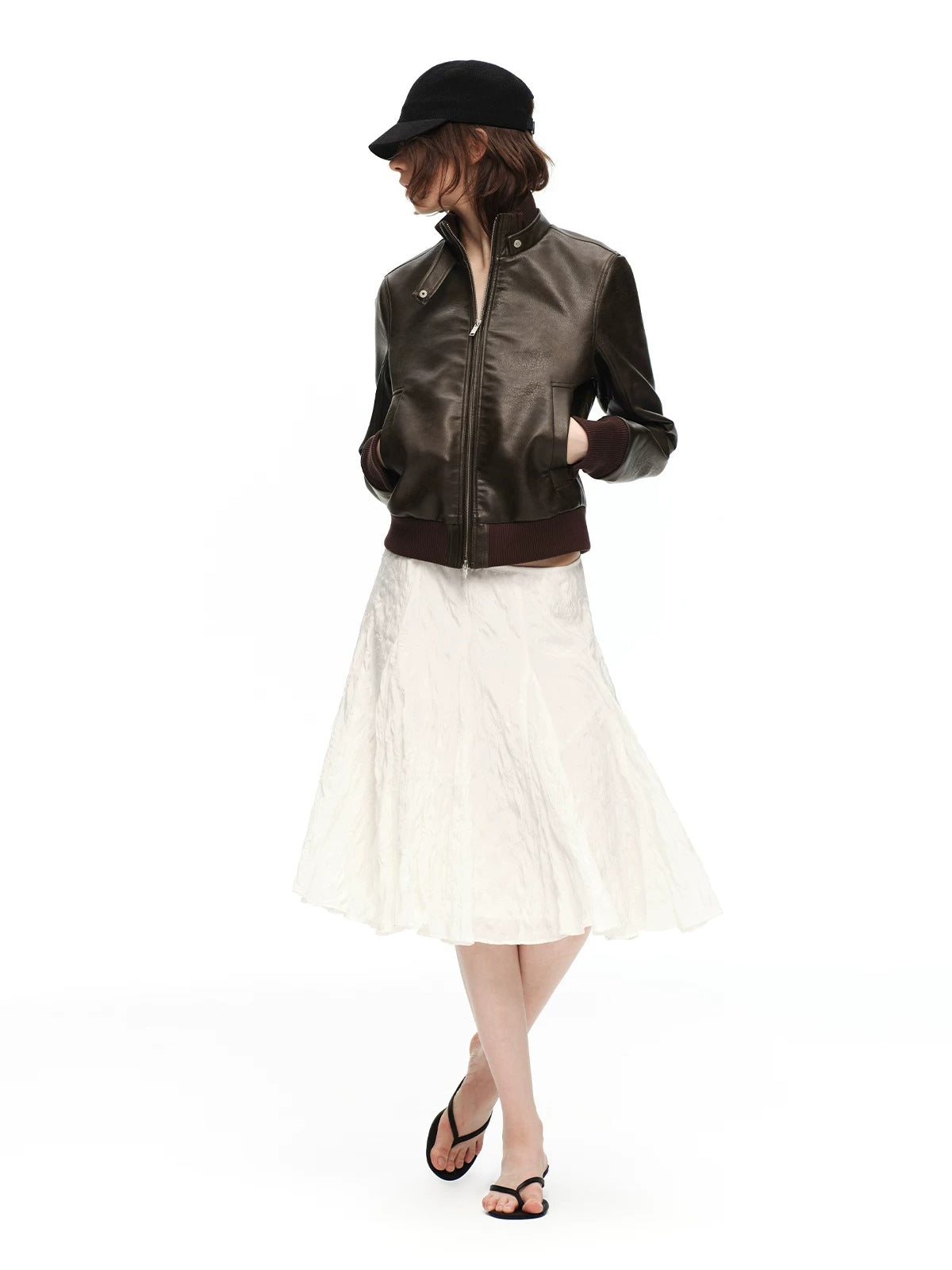 Crinkled A-Line Skirt
