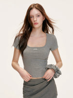 Lace Backless U Neck Tee