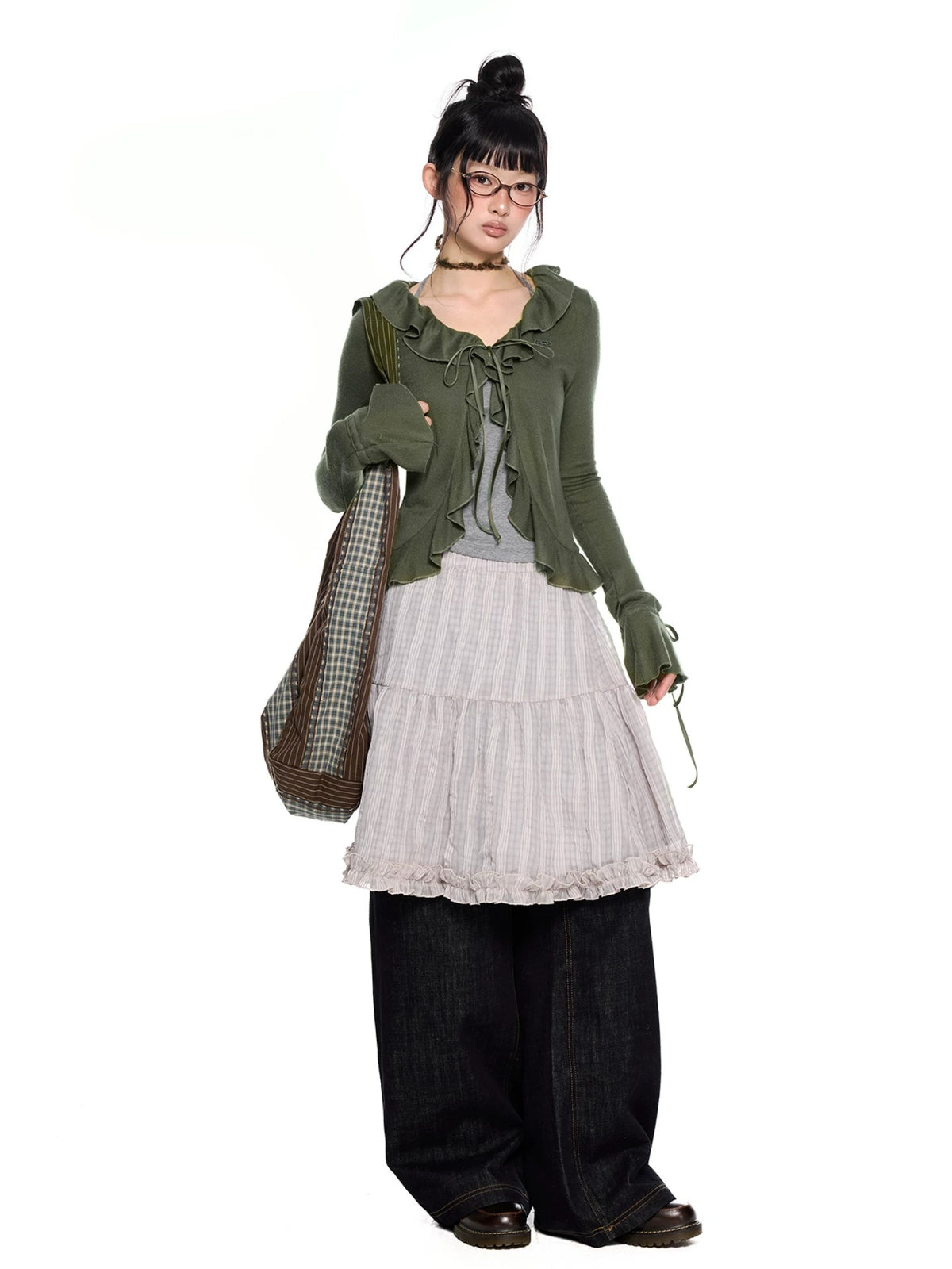 Plaid Bubble Chiffon Skirt