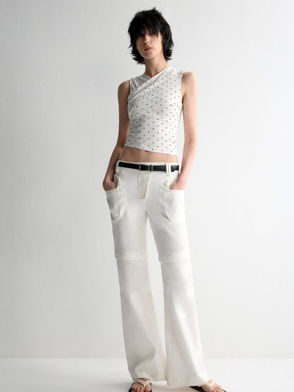 Two-Piece Polka-Dot Printed Sleeveless Vest