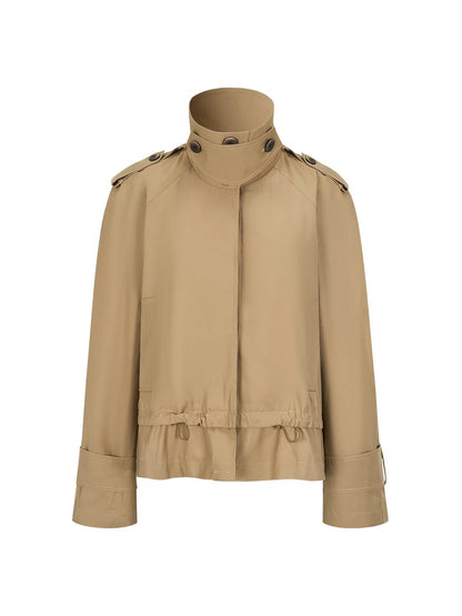 Khaki Drawstring Utility Jacket