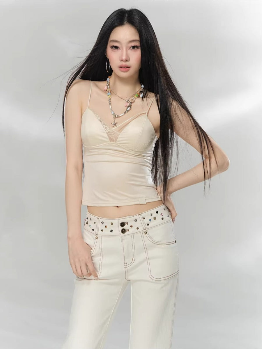 Studded Cropped Denim Pants