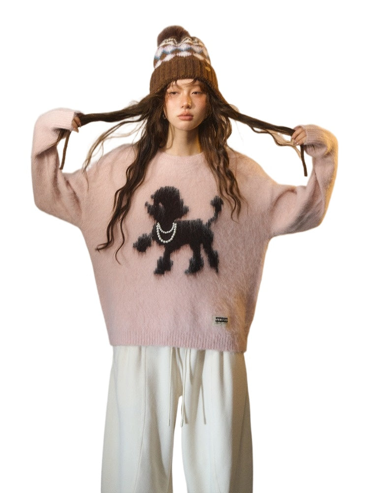 Playful-puppy Crewneck Sweater