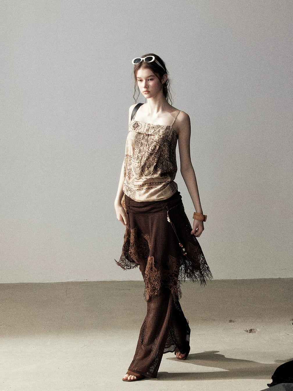 Lace Patchwork Wide Leg Pants