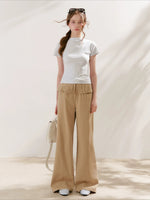 Pleated Wide-Leg Cargo Pants