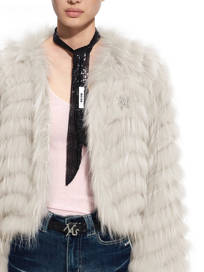 Bordeaux Raccoon &amp; Rabbit Fur Jacket