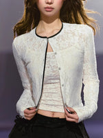 Lace Satin Cardigan Set
