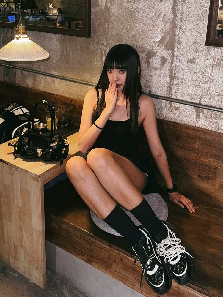 Black Quilted Casual Sneakers