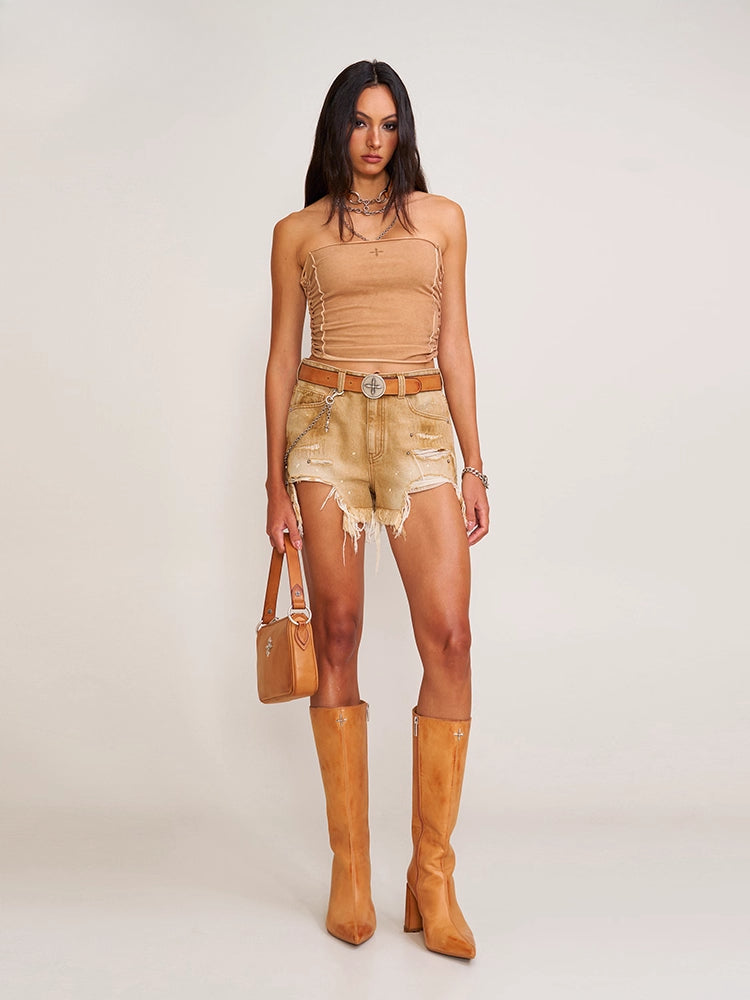 Rage Wild Denim Short Camisole Wild Brown