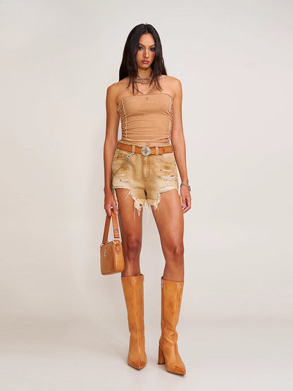 Rage Wild Denim Short Camisole Wild Brown