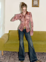 Low-Rise Washed Blue Flare Jeans