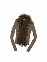 Napoleon Fur Collar Ribbed Cardigan
